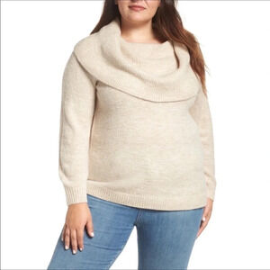 Caslon Metallic Convertible Sweater Shimmer 2X Tan